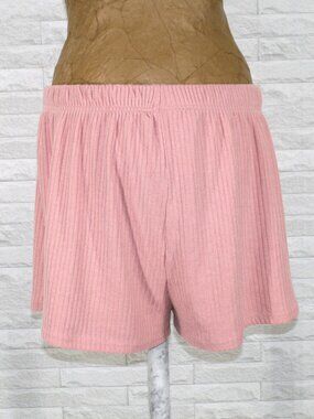 LUVAMIA Shorts Knit Ribbed Wide Leg Athleisure Summer Dusty Pink Plus Size 2XL